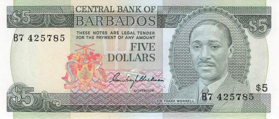 Barbados 5 Dollar p32 1975